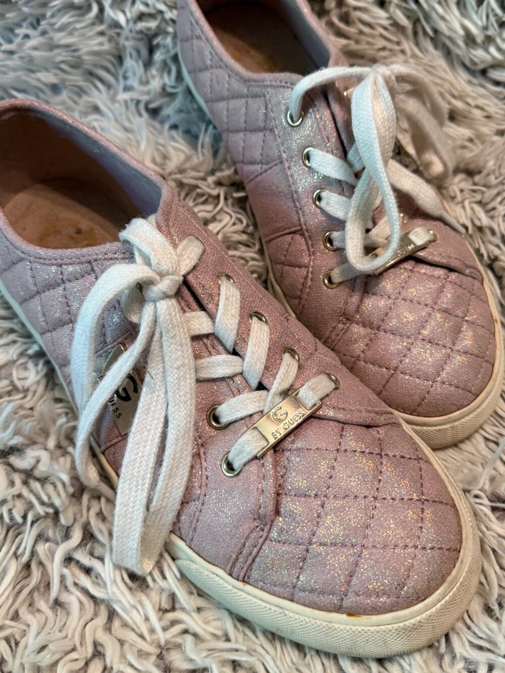 Womens Guess Sneakers Pink Glitter Sparkle Size 9M